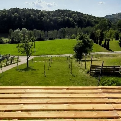 Beautiful view from the wooden balcony.