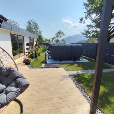 On hot summer days, you can cool off in the pool.Prapretno is one of those parts of Slovenia where snow falls every year.