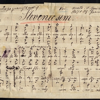 Ena najbolj znanih Gustavovih skladb je Slovenec sem, ki je bila neuradna himna Slovencev v 19. stoletju.