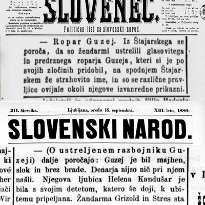 O smrti razbojnika Guzeja sta poročala tudi takratna osrednja slovenska časnika.
