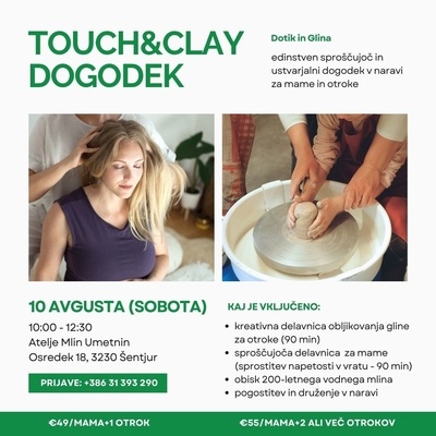 Shiatsu delavnica za odrasle in delavnica oblikovanja gline za otroke.