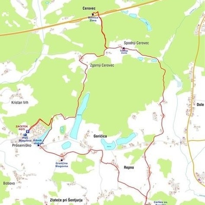 Zemljevid celotne pohodniške poti Blagovna.