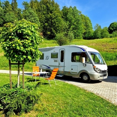 Our motorhome stop offers three spacious pitches, complete with electricity, fresh water, and modern sanitary facilities.